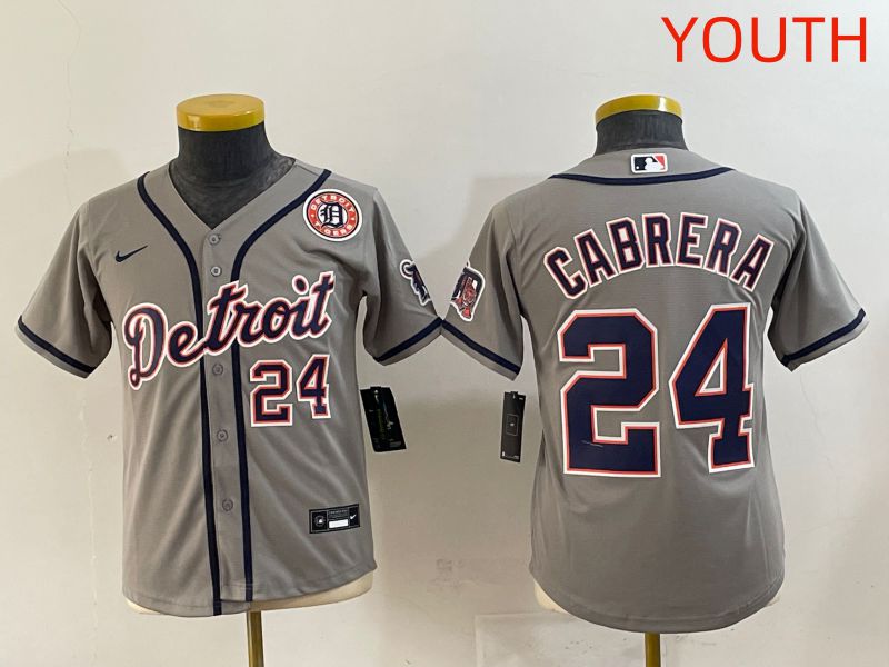 Youth 2025 Detroit Tigers #24 Cabrera Grey Game Nike MLB Jersey style 6